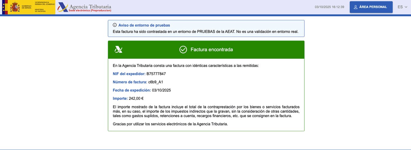 factura encontrada AEAT
