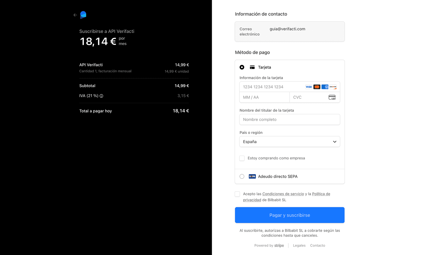 Checkout de Stripe
