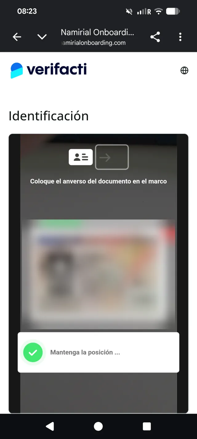 Grabación guiada del documento de identidad con la cámara